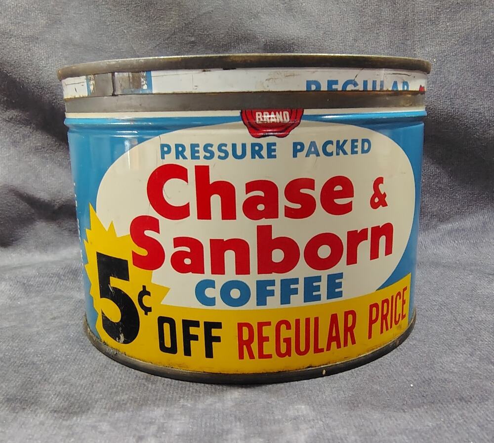 VINTAGE CHASE & SANBORN #1 KEYWIND COFFEE TIN CAN